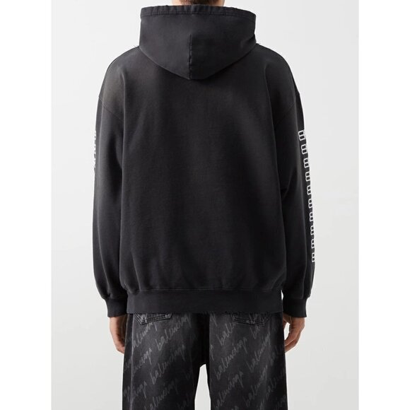 Balenciaga BB-Embroidered Oversized Hoodie in Black Large New Unisex Sweatshirt - Picture 14 of 16